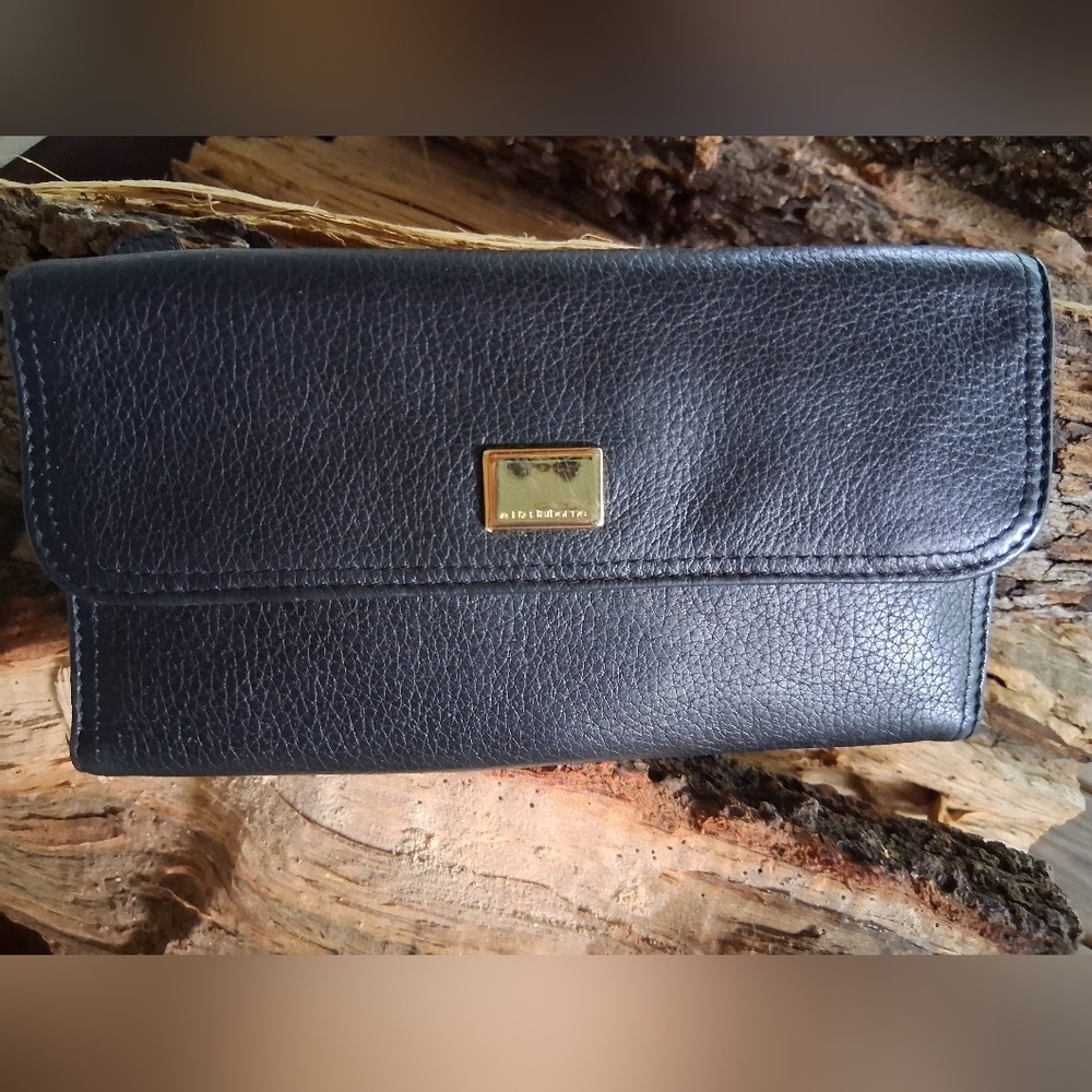 Black Leather Wallet with Gold Accent